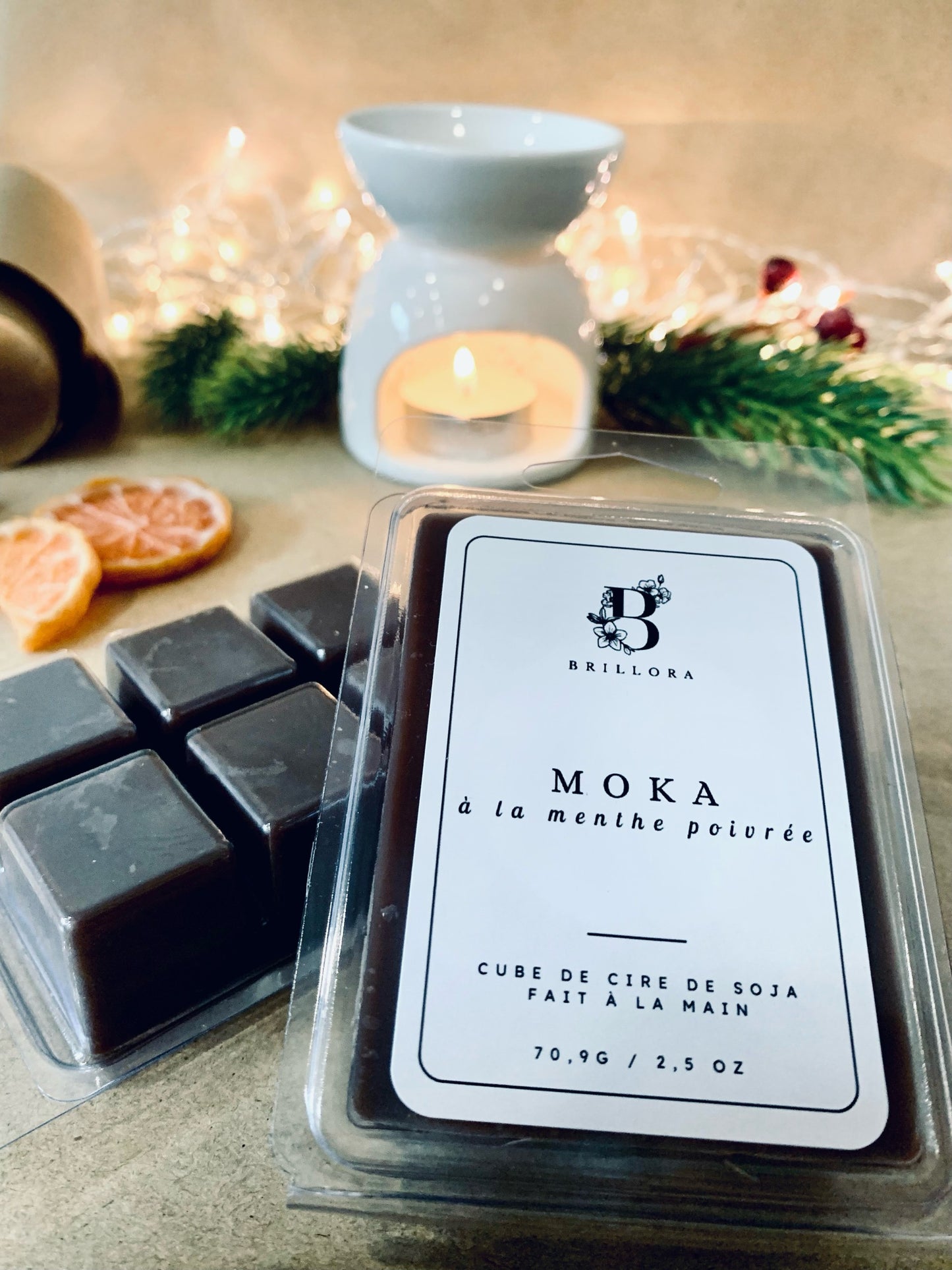 Cube de cire de soja - Moka à la menthe poivrée