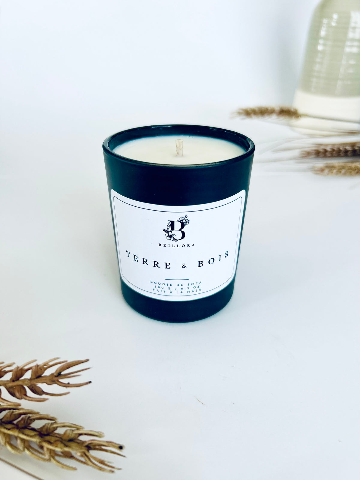 Bougie minimaliste - Terre & Bois