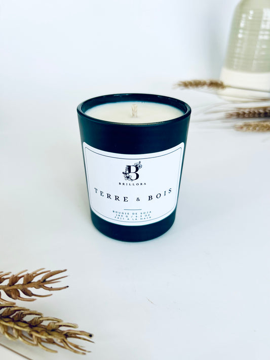 Bougie minimaliste - Terre & Bois