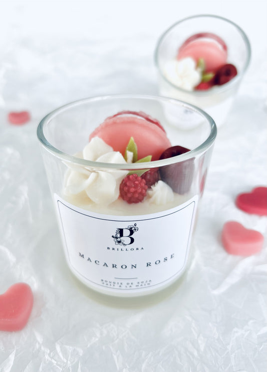 Bougie décorative de soja - Macaron Rose