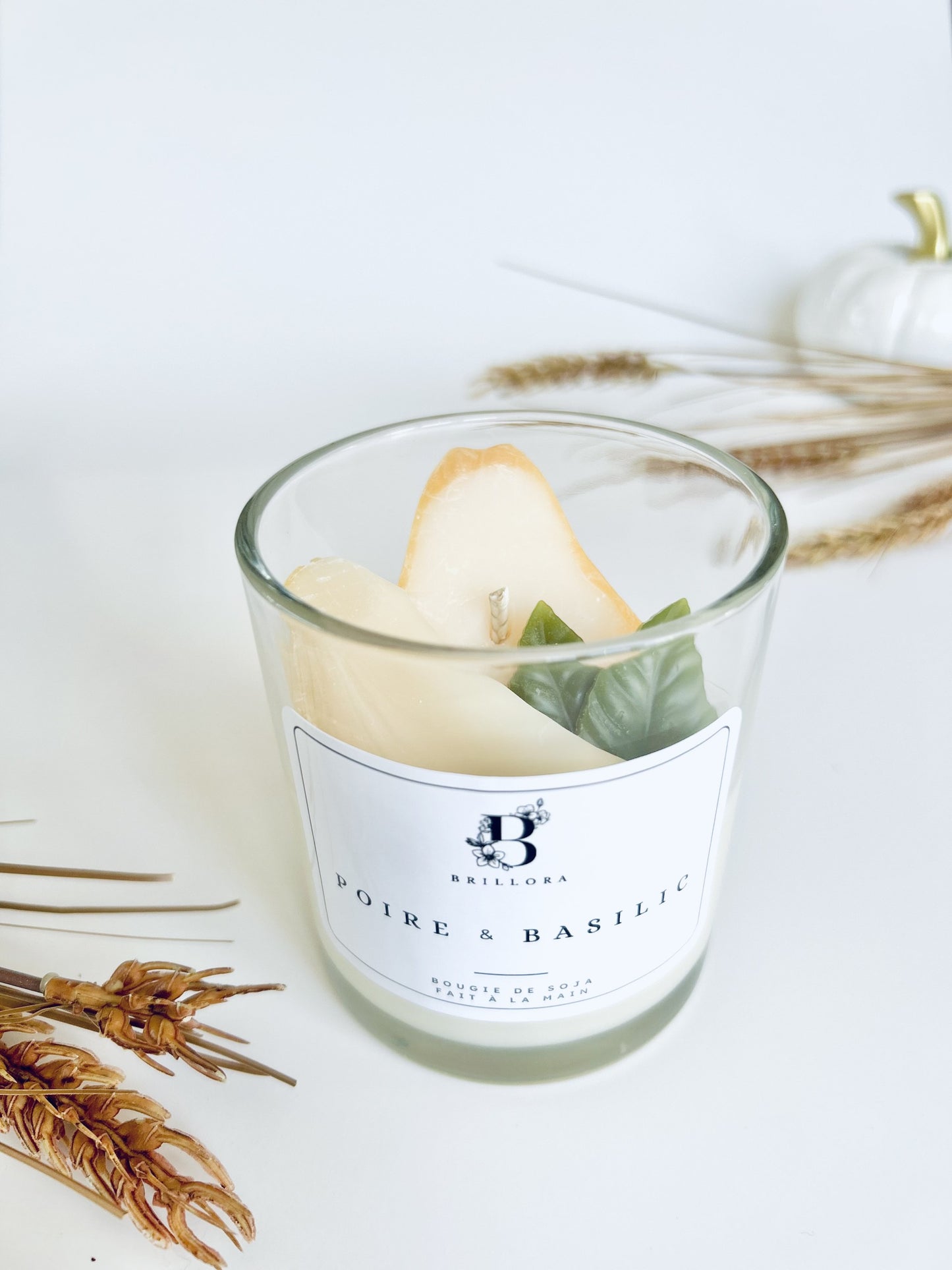 Bougie décorative de soja - Poire & Basilic