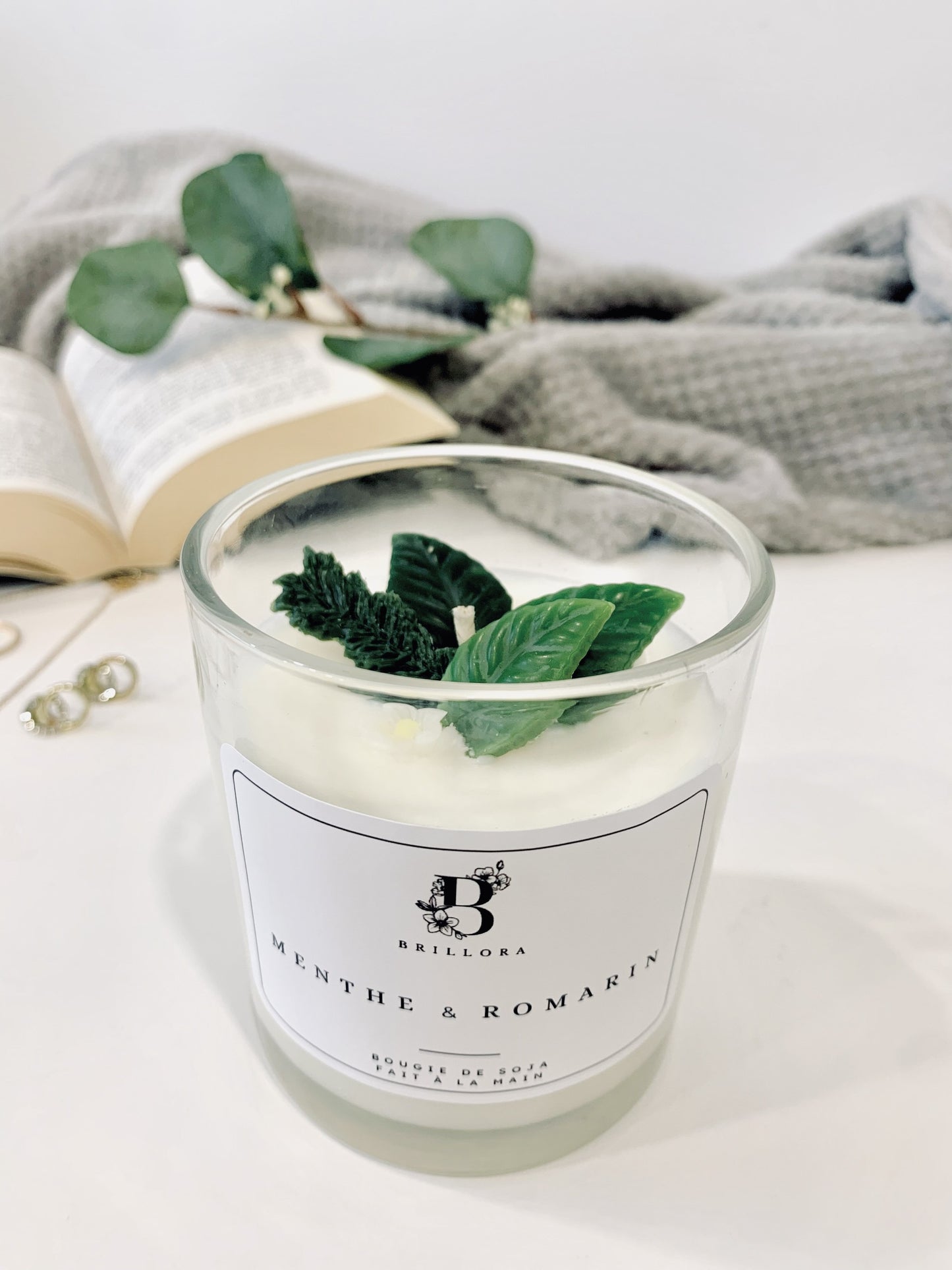 Bougie décorative de soja - Menthe & Romarin